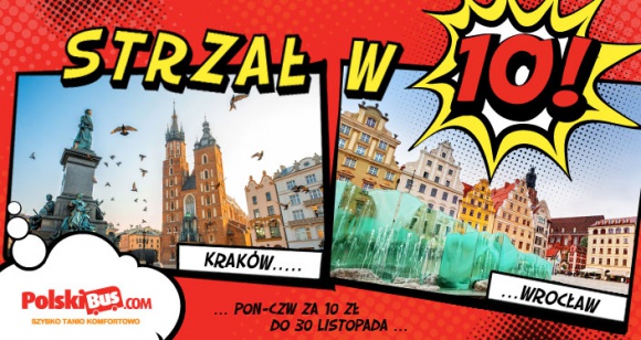 „Strzał w 10!” Bezkonkurencyjne ceny na trasie Wrocław – Kraków!